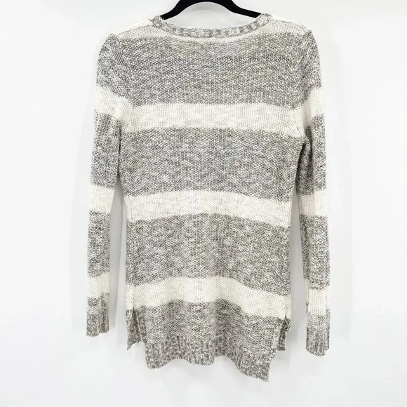 Pink Rose Women's Gray Cream Striped Pullover Sweater Size M - Picture 2 of 3
